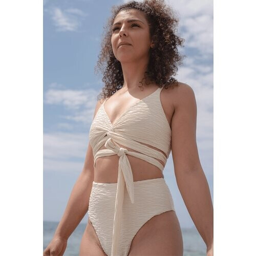 Anekdot dames vegan Jacquard Lin + Skyline High Bikiniset Crème Tweedehands