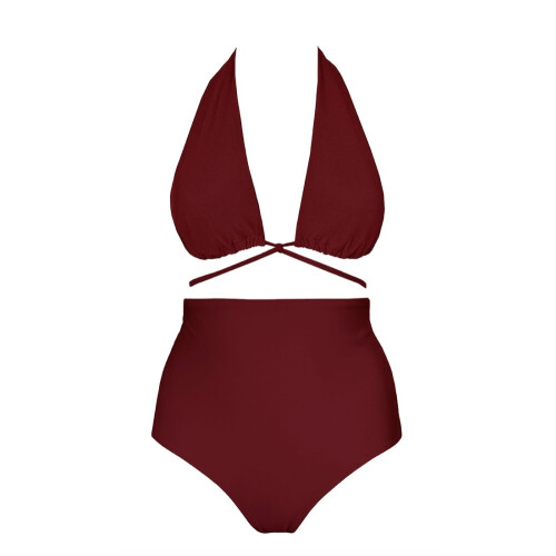 Anekdot dames vegan Versatile + Core High Bikini Set Merlot Rood Tweedehands