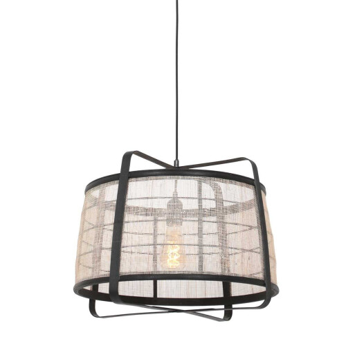 Anne Lighting Capos - hanglamp - zwart jute - Ø 48cm - E27 - 3511ZW Tweedehands