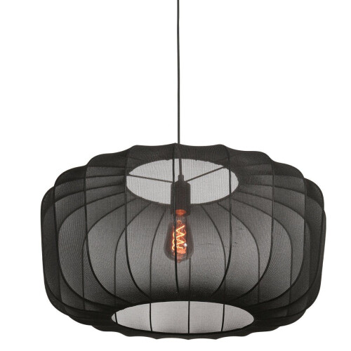 Anne Lighting Sable - hanglamp - Ø 60cm E27 zwart linnen metaal - 4193ZW Tweedehands