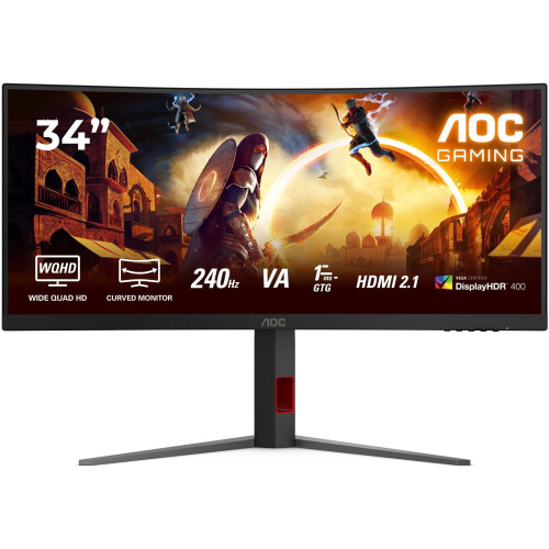 AOC CU34G4Z - 34"WQHD Curved Monitor - 240 Hz 1 ms - Rood Zwart