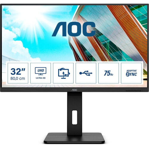 AOC U32P2 - 31.5"UHD 4K Monitor - VA-paneel - Zwart