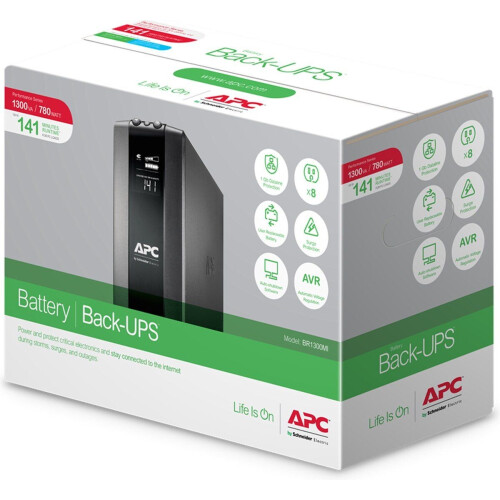 APC BR1300MI - Back-UPS PRO - 1,3kVA - 780W - LCD scherm