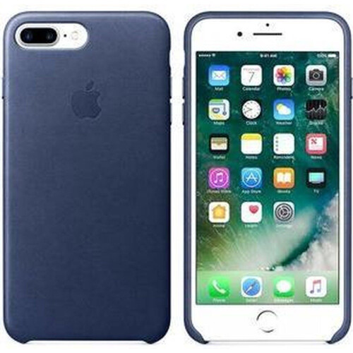 Apple iPhone 7/8 Plus - Leren hoesje - Duurzaam leder - Donkerblauw