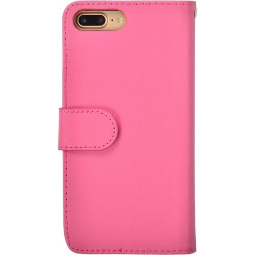 Apple iPhone 8 Plus&7 Plus - Book Case - Leer met Kaartsleuven en Lanyard - Magenta