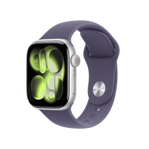 Apple Watch 11 - Wifi - 42mm - Zilverkleurig Aluminium Case with Purple Fog Sport Band - S/M