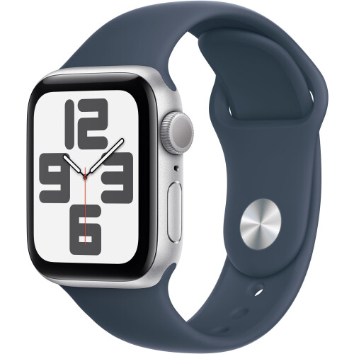 Apple Watch SE (2023) - Smartwatch - 40mm GPS - Sportbandje S/M Zilver Blauw
