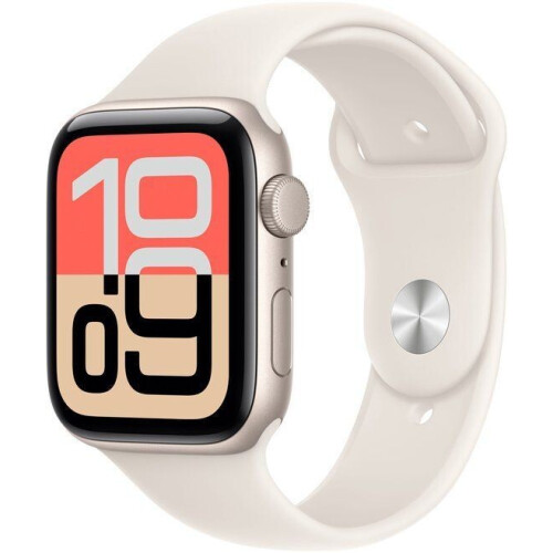 Apple Watch SE 3 - Wifi - 44mm - Always-On display S10-chip - Starlight Aluminium Case - Starlight Sport Band M/L Tweedehands