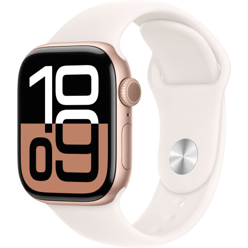 Apple Watch Series 10 - Smartwatch - GPS + Cellular 42mm - Rosé Goud (Crème)