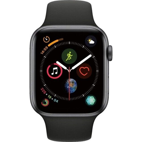 Refurbished Apple Watch (Series 4) 2018 GPS + Cellular 44 mm - Aluminium Spacegrijs - Sportbandje Zwart Tweedehands