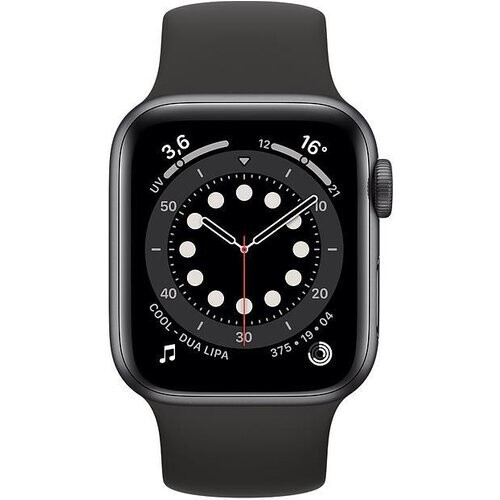 Refurbished Apple Watch (Series 6) 2020 GPS 40 mm - Aluminium Spacegrijs - Sportbandje Zwart Tweedehands