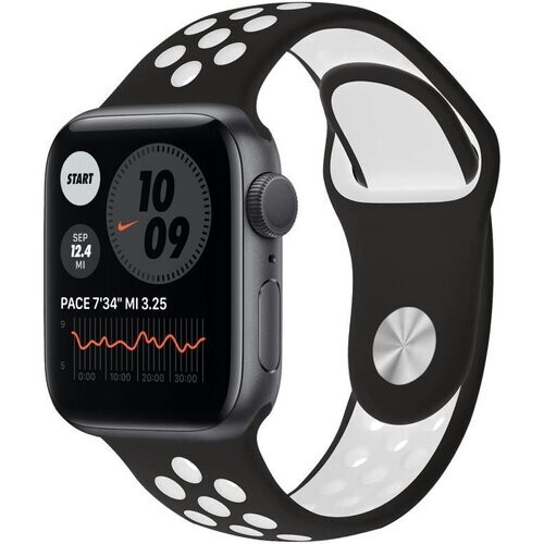 Refurbished Apple Watch (Series 6) 2020 GPS 40 mm - Aluminium Spacegrijs - Sportbandje van Nike Zwart/Wit Tweedehands