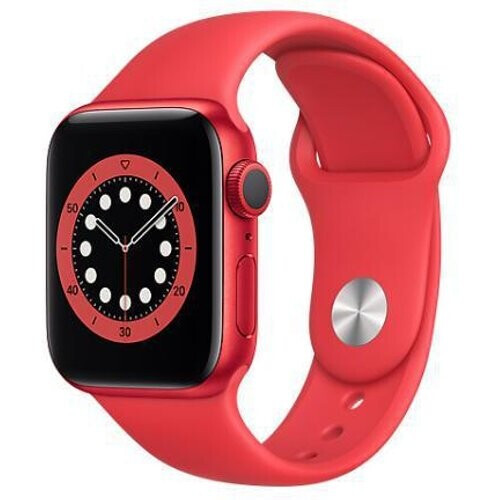Refurbished Apple Watch (Series 6) 2020 GPS + Cellular 44 mm - Aluminium Rood - Sportbandje Rood Tweedehands