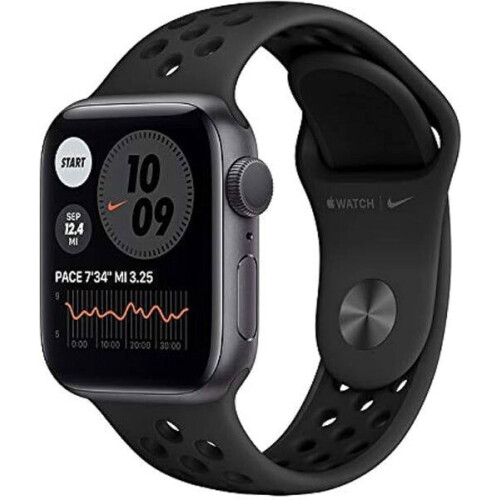 Apple Watch Nike Series 6 Aluminium 44 mm (2020) - GPS + Cellular - Spacegrijs - zwarte sportband Tweedehands