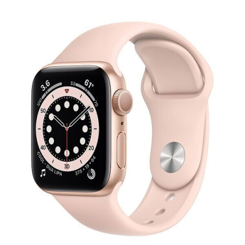 Apple Watch Series 6 Aluminium 40 mm (2020) - GPS - goud - Sportbandje Zand Roze