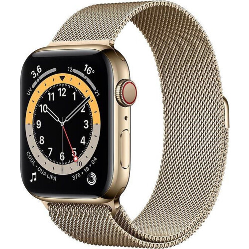 Apple Watch Series 6 - GPS + Cell 44mm - Roestvrij Staal - Goud Milanese Loop