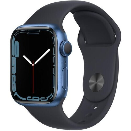 Refurbished Apple Watch (Series 7) 2021 GPS + Cellular 41 mm - Aluminium Blauw - Sportbandje Blauw Tweedehands