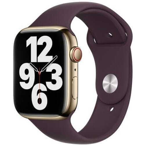 Refurbished Apple Watch (Series 7) 2021 GPS + Cellular 41 mm - Roestvrij staal Goud - Sportbandje Tweedehands