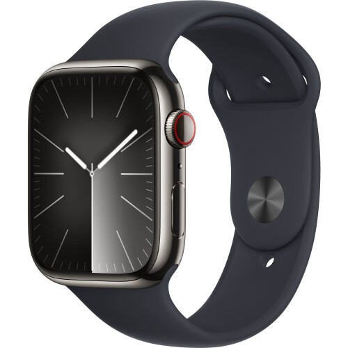 Apple Watch Series 9 - Smartwatch - GPS + Cellular - 45mm - RVS - Sportbandje M/L - Grafiet Tweedehands