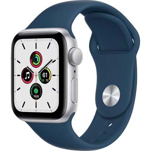 Refurbished Apple Watch (Series SE) 2020 GPS 40 mm - Aluminium Zilver - Sportbandje Blauw Tweedehands
