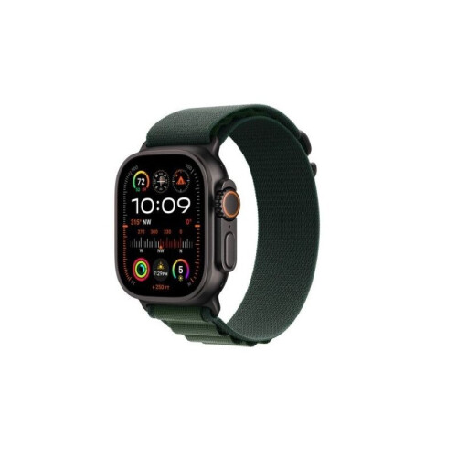 Apple Watch Ultra 2 GPS + Cellular 49mm Black Titanium Case with Dark Green Alpine Loop - Medium Tweedehands