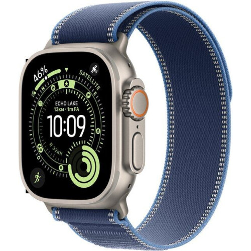 Apple Watch Ultra 3 Cellular 49mm Natural Titanium Case with Blue/Bright Blue Trail Loop - S/M
