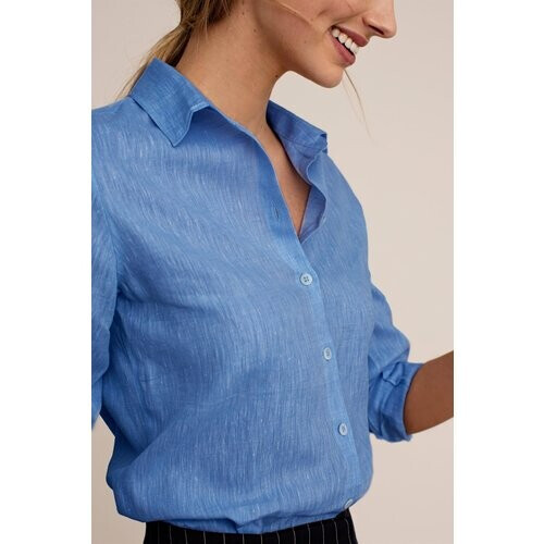 Arber Studio dames vegan Elm Blouse Midden Blauw Tweedehands