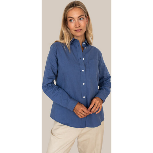 Arber Studio dames vegan Willow Blouse Linnen Blauw Tweedehands