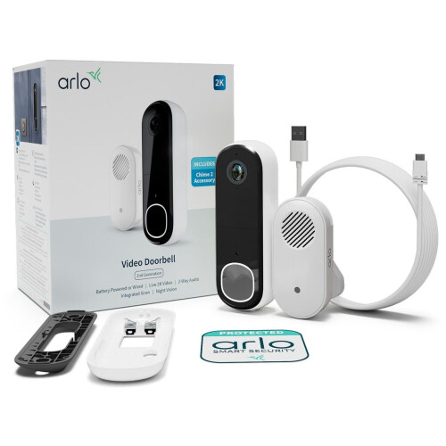 Arlo Video Doorbell - Draadloze 2K Videodeurbel met Gong - Bewegingsdetectie en Ingebouwde Sirene