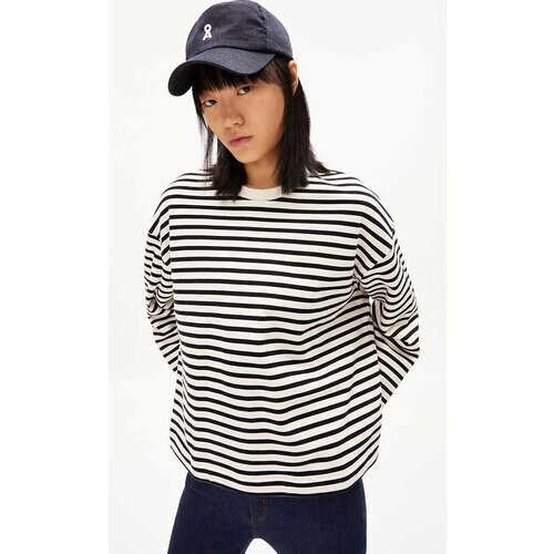 ARMEDANGELS dames vegan Frankaa T-Shirt Stripe Zwart Gebroken Wit Tweedehands