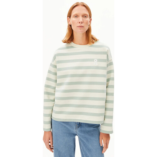 ARMEDANGELS dames vegan Sweater Frankaa Bold Schuimgroen En Wit Tweedehands