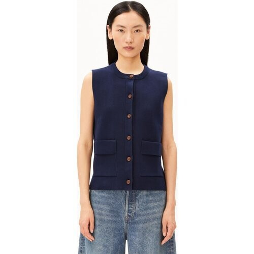 ARMEDANGELS dames vegan Vest Compact Crew Knit Blauw Tweedehands