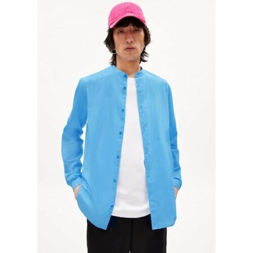 ARMEDANGELS mannen vegan Overhemd Jaacko Blue Tweedehands