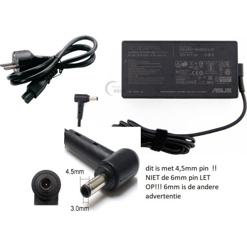 ASUS 0A001-00081700 - Laptopadapter - 150 W - Zwart Tweedehands