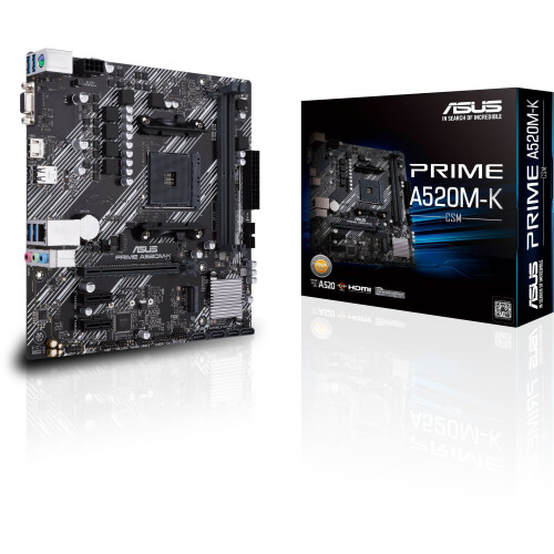 ASUS Prime A520M-K - Moederbord AM4 - Micro-ATX M.2 USB 3.2 - Zwart Tweedehands