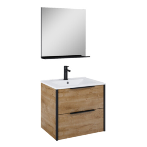 Atlantic Aria - Badmeubelset met spiegel en wastafel 60cm - Canela Eiken Tweedehands