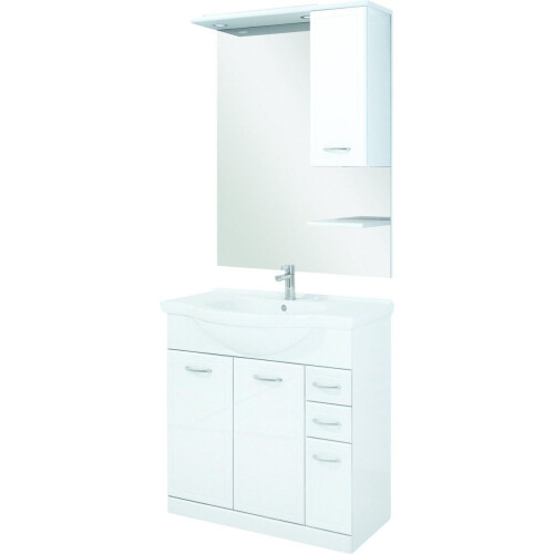 Atlantic Beatrice - Badkamermeubelset - 4 kastjes 2 lades met spiegel en lichtspots - Wit Hoogglans