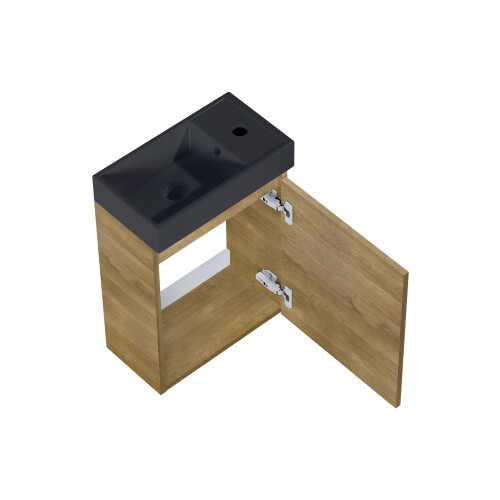 Atlantic Imani - Toiletmeubel - Eikenhout met zwarte wastafel - Natuur eik