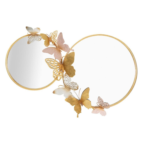 Atmosphera Dubbele Farfalle Wandspiegel - Decoratief - Goudkleurig frame met roze accenten - 81× 3 × 52,5 cm Tweedehands