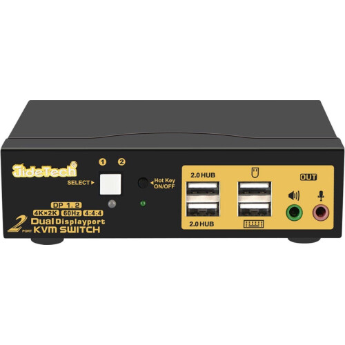 Auto Detection Dual Monitor DisplayPort KVM switch - 2 computers - Plug-and-play - JD-622DP Tweedehands