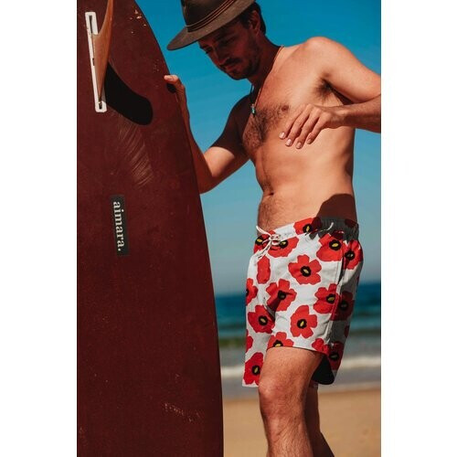 Averie mannen vegan Zwembroek Dylan By Arlo Poppies Rood Tweedehands