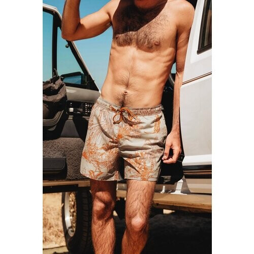 Averie mannen vegan Zwembroek Luca By Arlo Oranje Jungle Print Op Crème Tweedehands