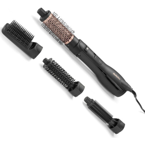BaByliss Smooth Finish AS122E - Föhnborstel - 1200W - 4 opzetstukken - Ionisch - Coolshot - Zwart/Roze Tweedehands