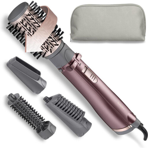 BaByliss Beliss Big Hair 1000 Föhnborstel AS960E - Multistyler met 4 opzetstukken - Roterende borstel 50mm - Oud roze