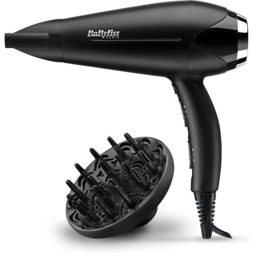 BaByliss Turbo Smooth D572DE - Föhn - Ionische Anti-Pluis - 2200 Watt - Zwart/Silver