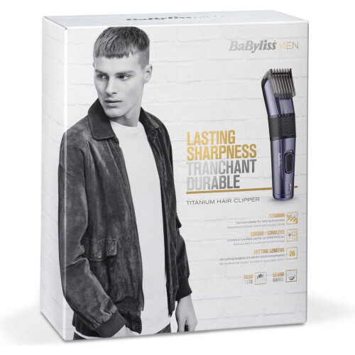 BaBylissMEN ® E976E - Tondeuse - Titanium messen - 360° wiel
