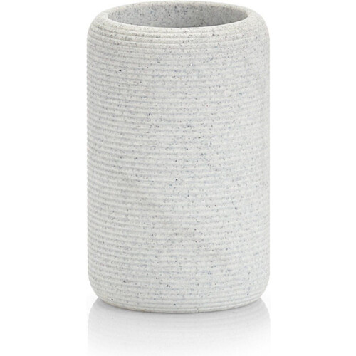 Badkamer beker/tandenborstel houder - lichtgrijs - kunststeen -11 cm - spoelbekertje