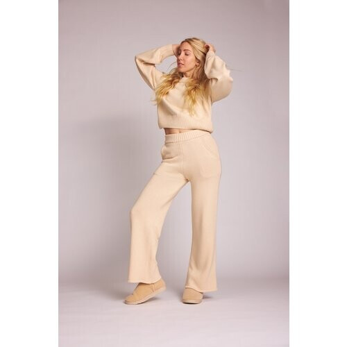 Baìge the Label dames vegan Gebreide Broek Charlie Lichtbeige Natuur Tweedehands