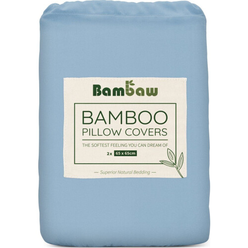 Bambaw - Bamboe Kussenslopen 65x65 cm - Luxe Hypoallergeen Lichtblauw (2 stuks) Tweedehands