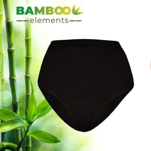 Bamboo Elements - High Waist Brief - Lekvrij menstruatie ondergoed - Zwart